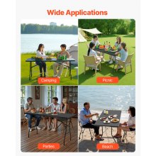 6 Ft Plastic Folding Table Portable Picnic Utility Table Handle Indoor Outdoor