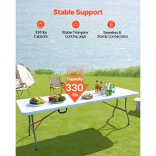 8 Ft Plastic Folding Table Portable Picnic Utility Table Handle Indoor Outdoor