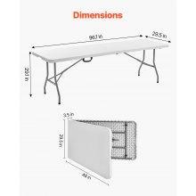 8 Ft Plastic Folding Table Portable Picnic Utility Table Handle Indoor Outdoor