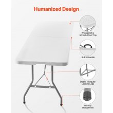 8 Ft Plastic Folding Table Portable Picnic Utility Table Handle Indoor Outdoor