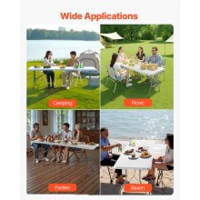 8 Ft Plastic Folding Table Portable Picnic Utility Table Handle Indoor Outdoor