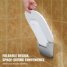 VEVOR Urea-formaldehyde Folding Shower Seat, 13.6'' x 12.8'' Unfolded, Wall Mounted Fold Up Shower Bench with 450 lbs Load Capacity, Space Saving Fold Down Shower Chair for Seniors Children Adults