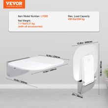 VEVOR Urea-formaldehyde Folding Shower Seat, 13.6'' x 12.8'' Unfolded, Wall Mounted Fold Up Shower Bench with 450 lbs Load Capacity, Space Saving Fold Down Shower Chair for Seniors Children Adults