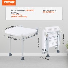VEVOR Folding PE Shower Seat, 15.7'' x 14.8'' Unfolded, Wall Mounted Fold Up Shower Bench with 500 lbs Load Capacity, Space Saving Fold Down Shower Chair for Seniors Pregnant Women Children Adults
