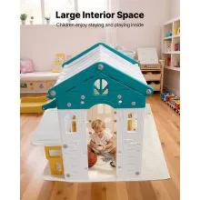 VEVOR Outdoor Playhouse, Versatile Toddler Playground with Slide, Basketball, Telescope, Steering Wheel, Crawling Tunnel, Sales Window, Toddler Playset for Aged 1+, Open Play Structure, HDPE Plastic