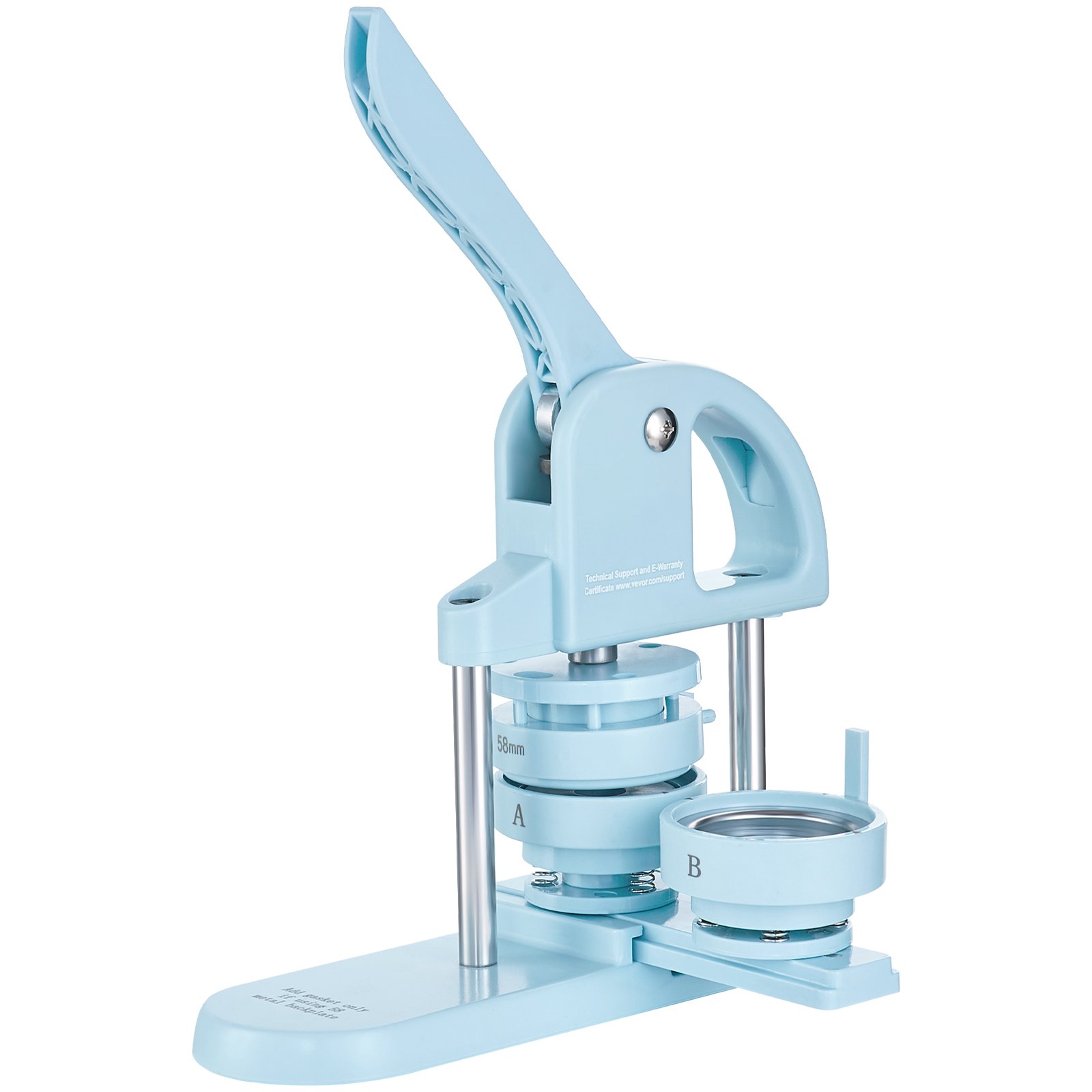 VEVOR Button Maker, 1/1.25/2.28 inch(25/32/58mm) 3-IN-1 Pin Maker, 300pcs Button Parts, Button Maker Machine with Panda Magic Book, Ergonomic Arc Handle Punch Press Kit, For Children DIY Gifts, Blue