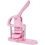 VEVOR button maker in pink with handle and base, ideal for creating custom buttons.