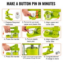 VEVOR Button Maker 1 pulgada / 25 mm Botón Badge Maker 500 Piezas de botones + Cortador de círculos