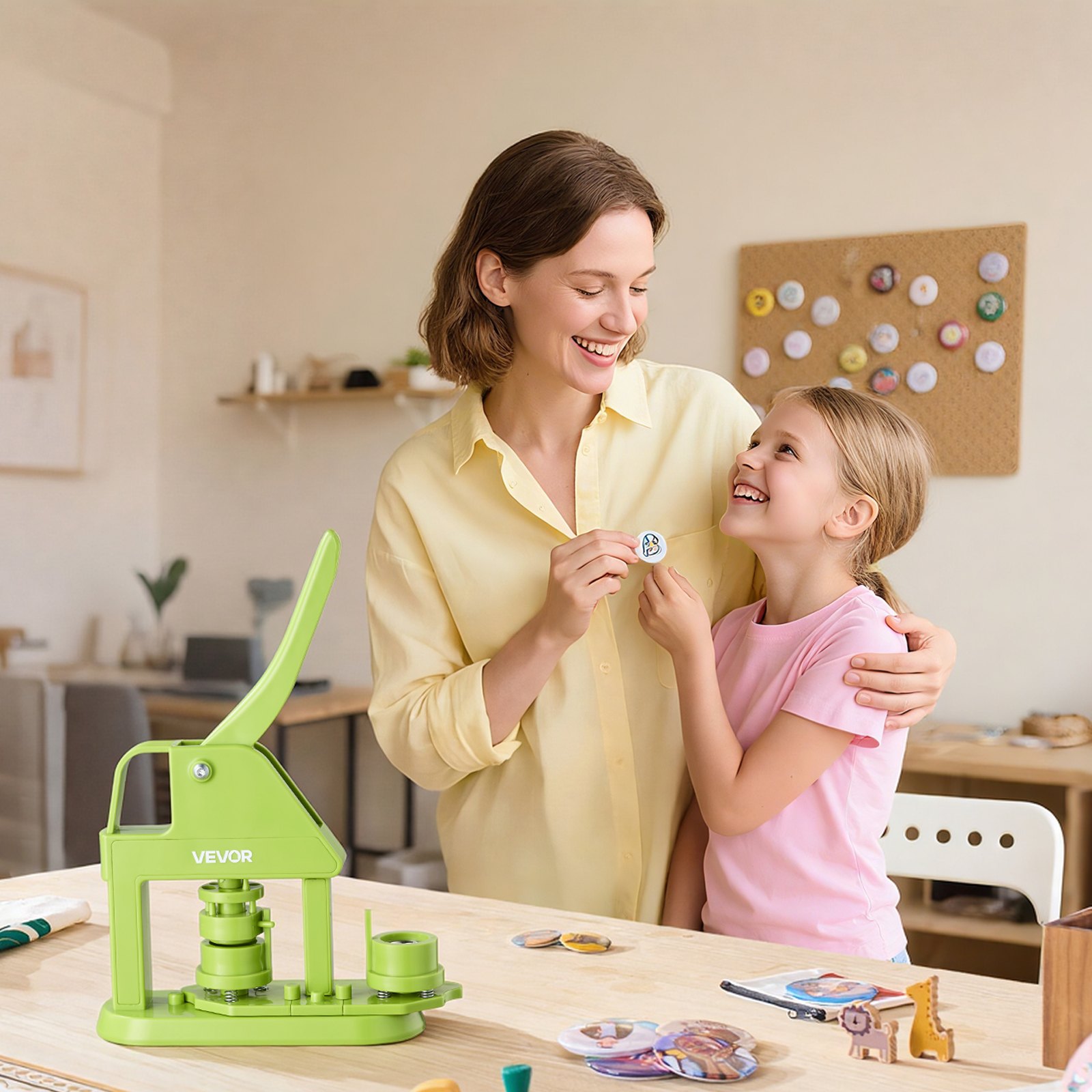 VEVOR Button Maker Machine, 25 mm, Plastic Pin Maker with 500pcs Button Parts, Mr. Panda Magic Book, Circle Cutter and Hex Wrenches, Reinforced Ergonomic Handle, for DIY Badges, Personalized Pins