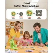 VEVOR Button Maker Machine Plastic Pin Maker 1.26/2.28 inch with 200pcs Parts