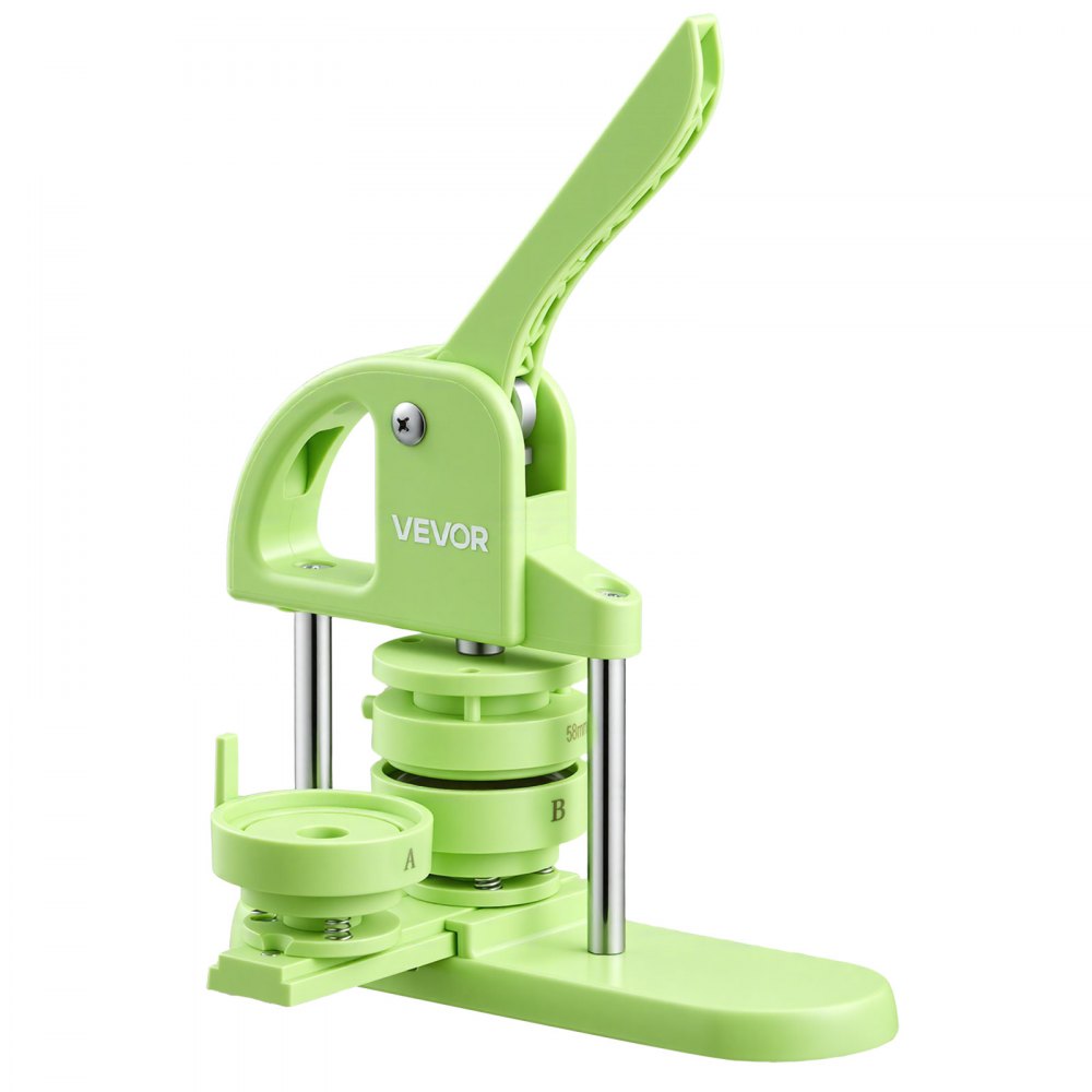 VEVOR Button Maker Machine 1.25"/2.25"(32/58 mm) Plastic Pin Maker Green, with 200pcs Button Parts, Circle Cutter and Magic Book, Ergonomic Handle, for DIY Badges, Pins, Fridge Magnets and Key Chains