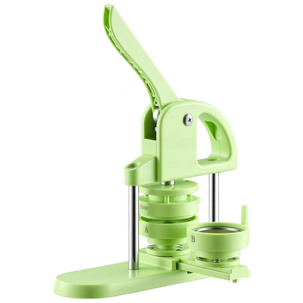 VEVOR Button Maker Machine 1.25"/2.25"(32/58 mm) Plastic Pin Maker Green, with 200pcs Button Parts, Circle Cutter and Magic Book, Ergonomic Handle, for DIY Badges, Pins, Fridge Magnets and Key Chains
