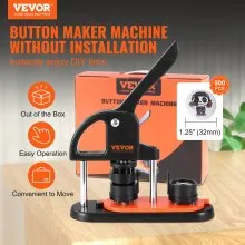 VEVOR Button Maker Machine, 1.25 inch/32mm Pin Maker, Installation-Free Badge Punch Press Kit, Children DIY Gifts Button Making Supplies with 500pcs Button Parts, Circle Cutter, Magic Book
