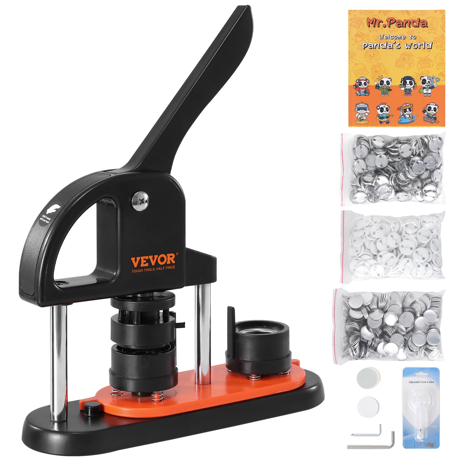 VEVOR Button Maker Machine, 1,25 tommer/32 mm Pin Maker, Installationsfri Badge Punch Press Kit, Børne DIY Gaver Button Making Supplies med 500 stk knapdele, Circle Cutter, Magic Book
