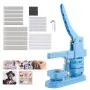 VEVOR Button Maker Machine, 50 x 50 mm Square, Plastic Pin Maker with Tinplate Front Shells, Plastic Back Covers, Magnetic Backings and Transparent Films, Ergonomic Handle, for DIY Badges, Blue