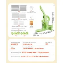 VEVOR Button Maker Machine Plastic Pin Maker 2.28/2.95 inch with 200pcs Parts