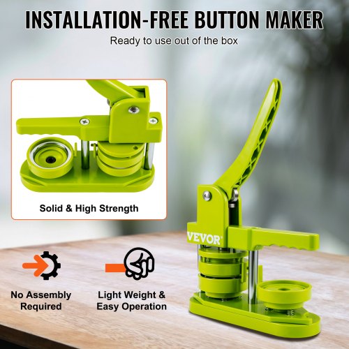 VEVOR Button Maker Machine, Installation-Free Badge Punch Press Kit, 58mm (2.25 inch) Pin Maker, Button Making Supplies with 100pcs Button Parts & Circle Cutter & Magic Book