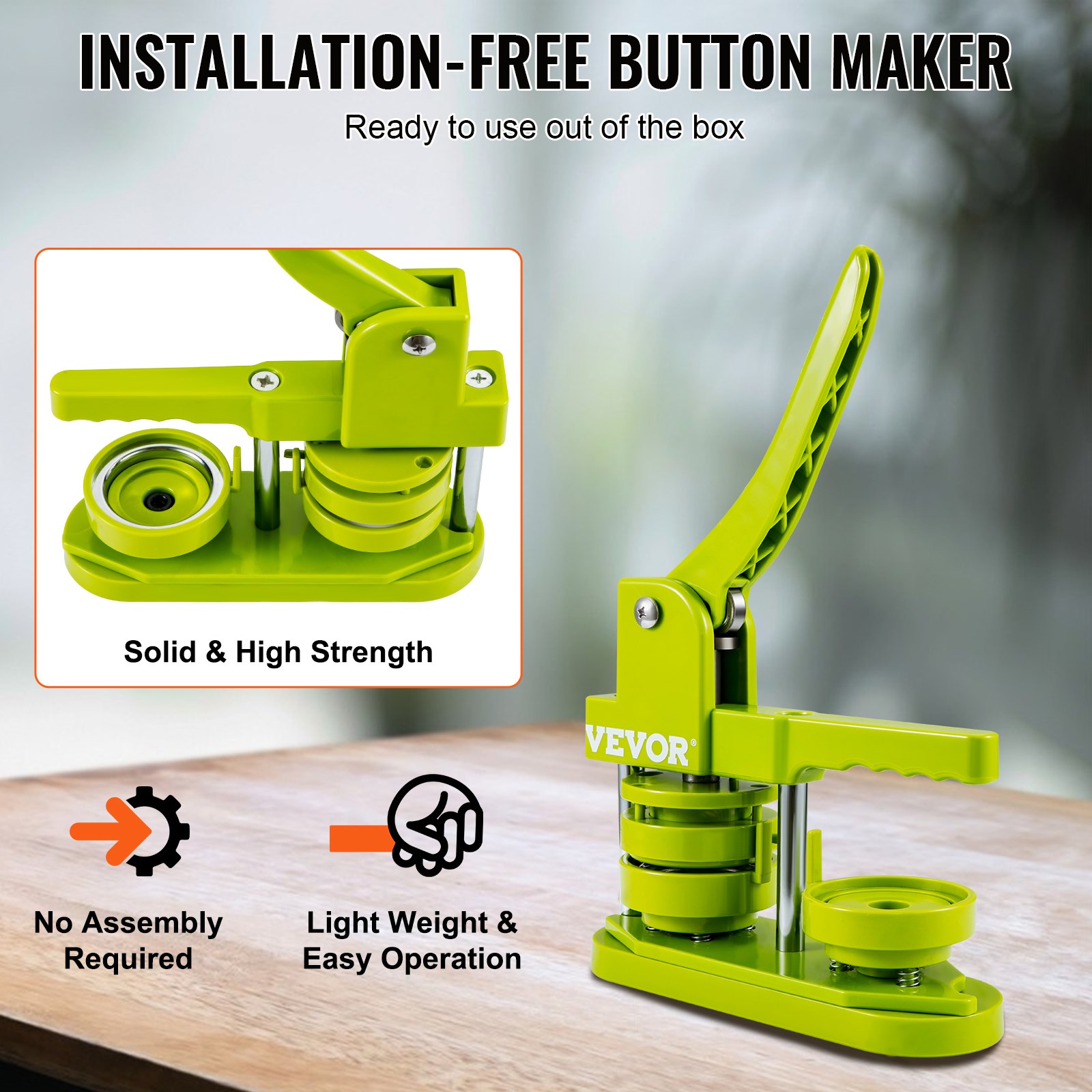 VEVOR Button Maker Machine, Installation-Free Badge Punch Press Kit, 58mm (2.25 inch) Pin Maker, Button Making Supplies with 100pcs Button Parts & Circle Cutter & Magic Book