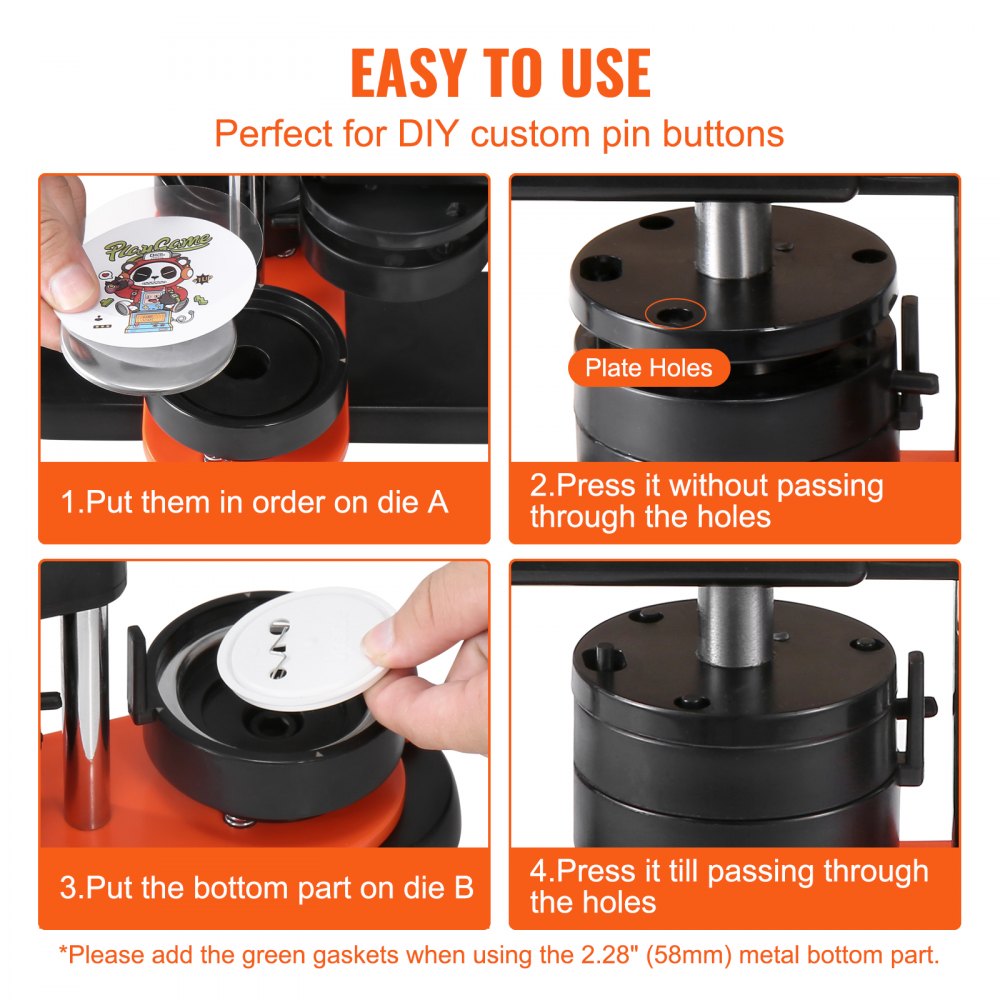 VEVOR Button Maker Machine, 2.28 inch/58mm Pin Maker, Installation-Free Badge Punch Press Kit, Children DIY Gifts Button Making Supplies with 500pcs Button Parts, Circle Cutter, Magic Book