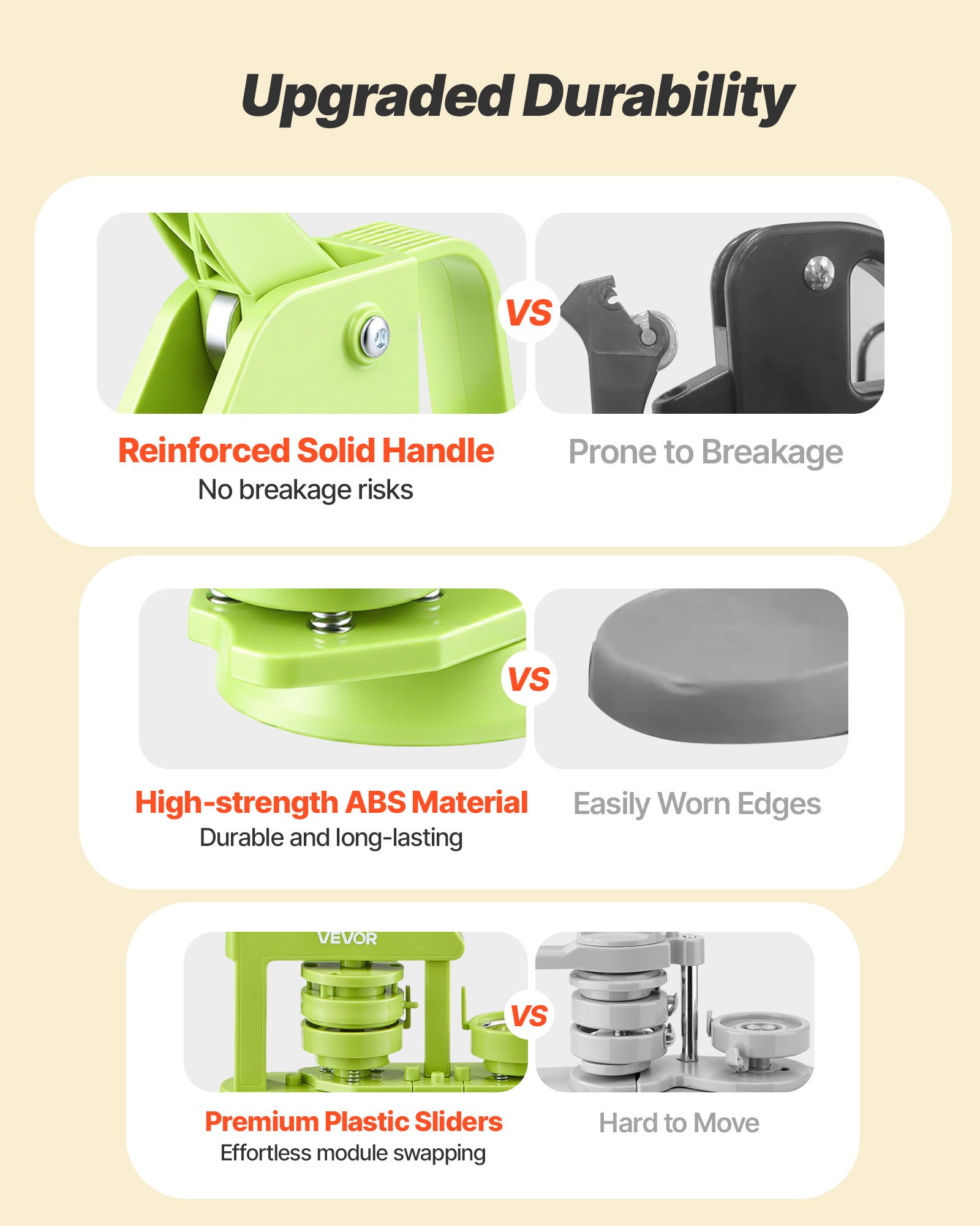 VEVOR Button Maker Machine, 58 mm, Plastic Pin Maker with 100pcs Button Parts, Mr. Panda Magic Book, Circle Cutter and Hex Wrenches, Reinforced Ergonomic Handle, for DIY Badges, Personalized Pins