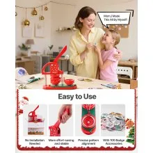 VEVOR Button Maker Machine Plastic Pin Maker 2.28 in 100pcs Button Parts Red