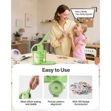 VEVOR Button Maker Machine Plastic Pin Maker 2.95 in with 100pcs Button Parts