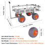 VEVOR beach fishing cart with large balloon wheels, 500 lb capacity, and dimensions labeled. model: yk-500.