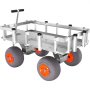 VEVOR beach fishing cart with large balloon wheels, aluminum frame, and multiple rod holders.