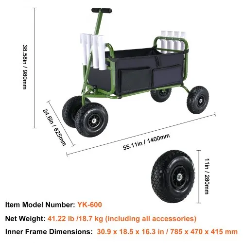 VEVOR Beach Fishing Cart, 300 lbs Load Capacity, Foldable Fish and Marine  Cart with Four 11"