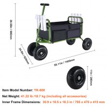 VEVOR Beach Fishing Cart, 136kg Load Capacity, Foldable Fish and Marine Cart with Four 280mm Big Wheels Rubber Balloon Tires for Sand, Heavy-Duty Steel Pier Wagon Trolley with 8 Rod Holders for Picnic