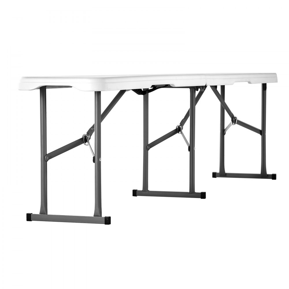 VEVOR folding bench with sturdy metal legs and a white top, ideal for indoor and outdoor use.