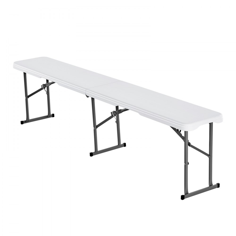 VEVOR Plastic Folding Bench, 6 ft Portable Bench for Indoor/Outdoor Picnic Party Patio Camping Dining, Foldable Smooth HDPE Seat for Garden Soccer Multipurpose Entertaining Activities, 1 Pack, White