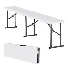 VEVOR Folding Bench Plastic Portable Outdoor Picnic Garden 183 cm Bench White