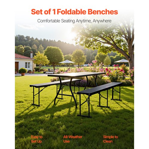 VEVOR Plastic Folding Bench, ft Portable Bench for Indoor