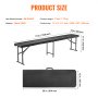 VEVOR folding bench, 72x12x17 inches, black hdpe, 17 lbs, foldable for easy storage.