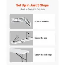 VEVOR 6FT Plastic Folding Bench Portable Outdoor Bench for Picnic Camping 2 Pack