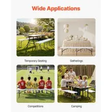 VEVOR 6FT Plastic Folding Bench Portable Outdoor Bench for Picnic Camping 2 Pack