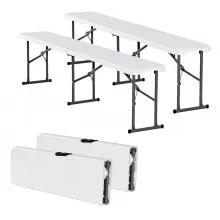 VEVOR 6FT Plastic Folding Bench Portable Outdoor Bench for Picnic Camping 2 Pack