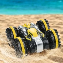 VEVOR Amphibious Remote Control Car Boat 2.4 GHz 4WD RC Boat Crianças Adultos Amarelo