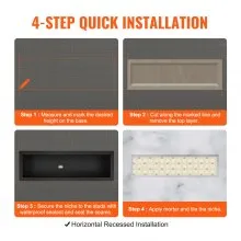 VEVOR Shower Niche Ready for Tile 40.64 x 127 cm, Single Shelf Organizer, Square Corners Wall-inserted Niche Recessed, Sealed Protection Modern Soap Storage Niche for Shower Bathroom, Black