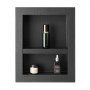 VEVOR Shower Niche, 40.6 x 50.8 x 10.2 cm Recessed Wall Niche with Movable Divider Shelf, Modern Soap & Shampoo Storage Organizer, Square Corners, Sealed Waterproof Design, Black for Bathroom Shower