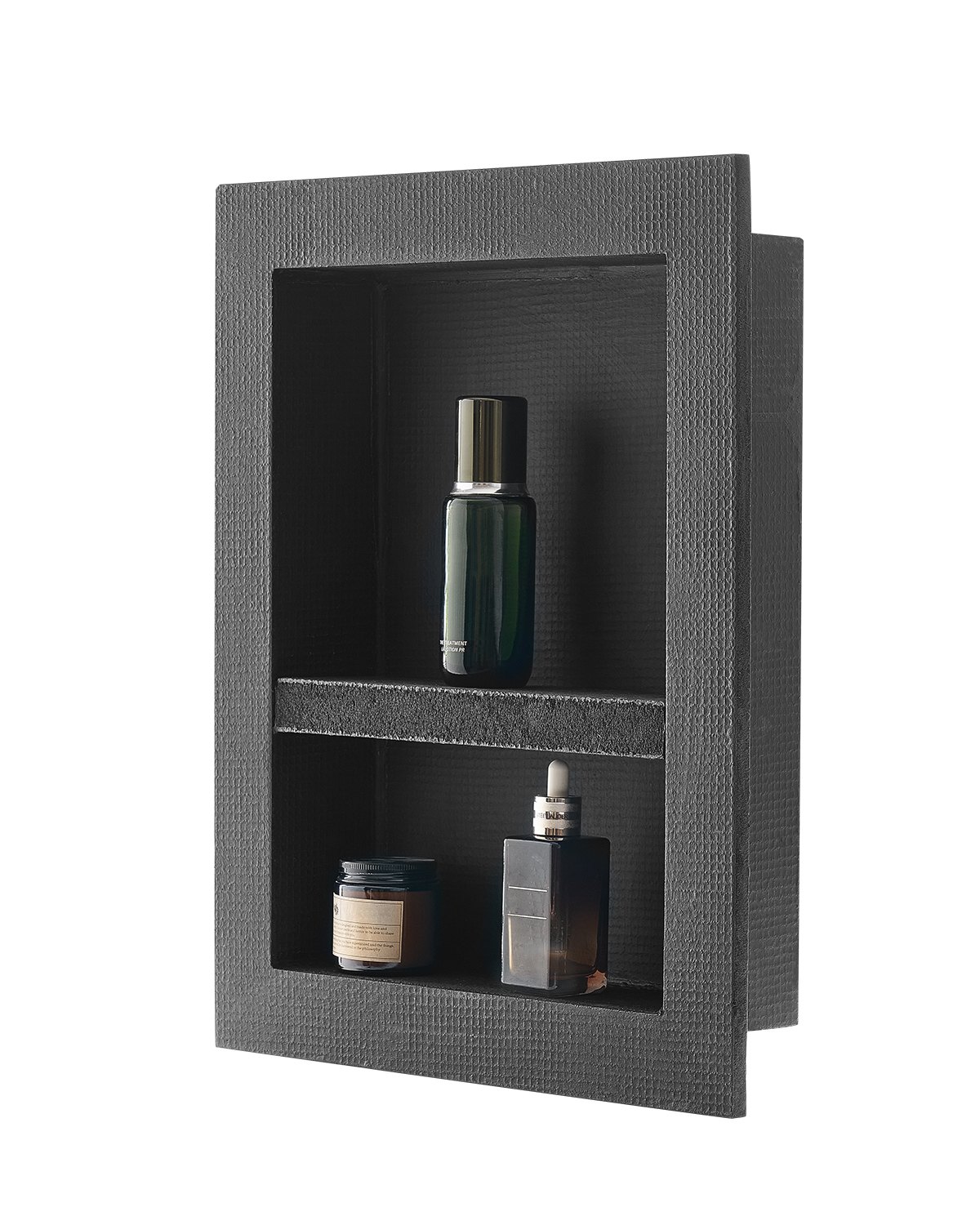 VEVOR Shower Niche, 40.6 x 50.8 x 10.2 cm Recessed Wall Niche with Movable Divider Shelf, Modern Soap & Shampoo Storage Organizer, Square Corners, Sealed Waterproof Design, Black for Bathroom Shower