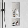 VEVOR Shower Niche Ready for Tile 40.64 x 81.28 cm, Double Shelf Organizer, Square Corners Wall-inserted Niche Recessed, Sealed Protection Modern Soap Storage Niche for Shower Bathroom, Black