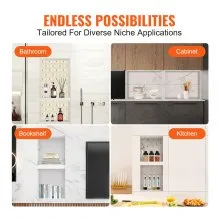 VEVOR Shower Niche Ready for Tile 40.64 x 81.28 cm, Double Shelf Organizer, Square Corners Wall-inserted Niche Recessed, Sealed Protection Modern Soap Storage Niche for Shower Bathroom, Black