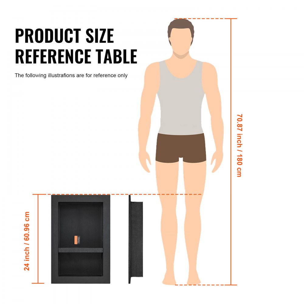 VEVOR Shower Niche Ready for Tile 40.64 x 60.96 cm, Double Shelf Organizer, Square Corners Wall-inserted Niche Recessed, Sealed Protection Modern Soap Storage Niche for Shower Bathroom, Black