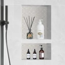VEVOR Shower Niche Ready for Tile 40.64 x 60.96 cm, Double Shelf Organizer, Square Corners Wall-inserted Niche Recessed, Sealed Protection Modern Soap Storage Niche for Shower Bathroom, Black