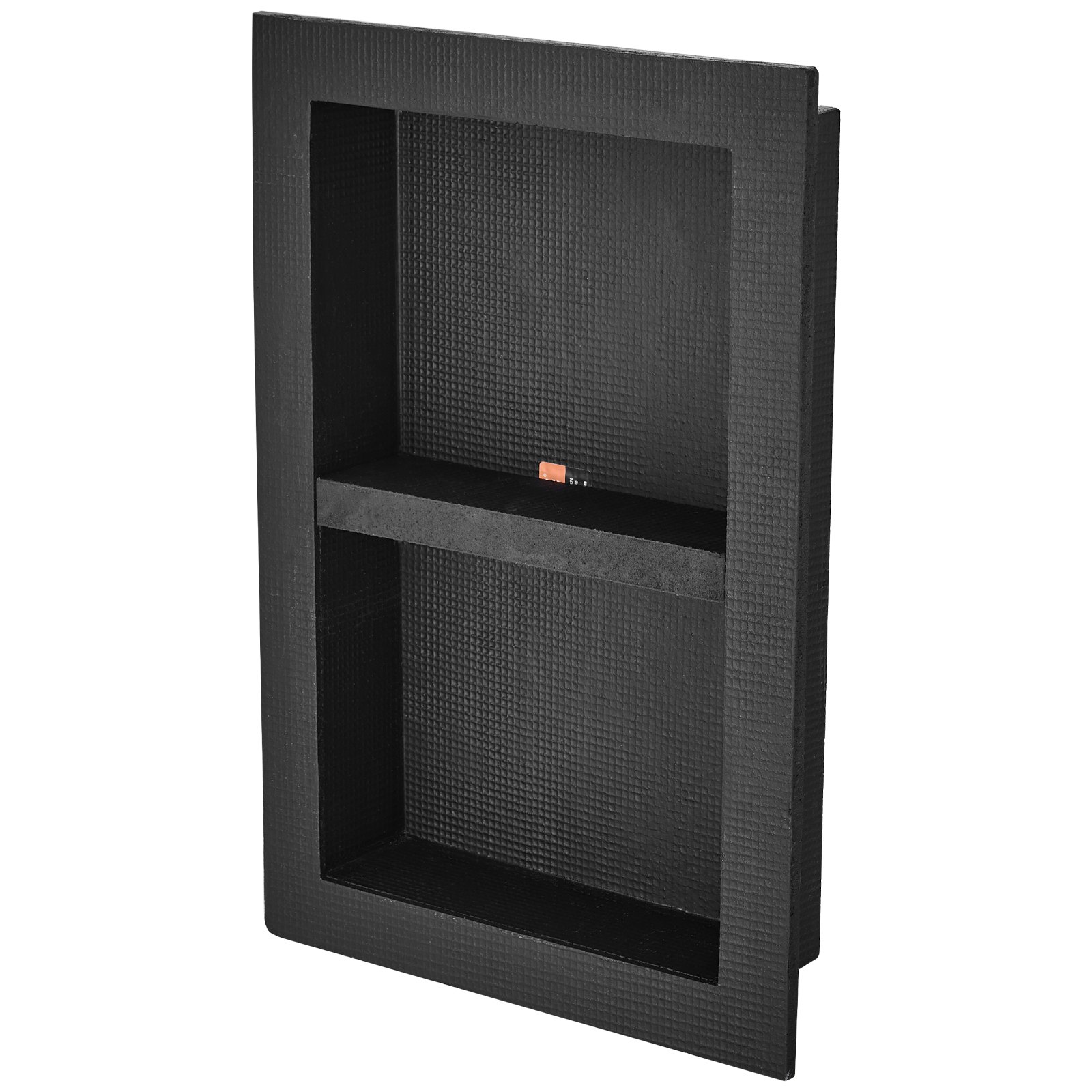 VEVOR Shower Niche Ready for Tile 40.64 x 60.96 cm, Double Shelf Organizer, Square Corners Wall-inserted Niche Recessed, Sealed Protection Modern Soap Storage Niche for Shower Bathroom, Black