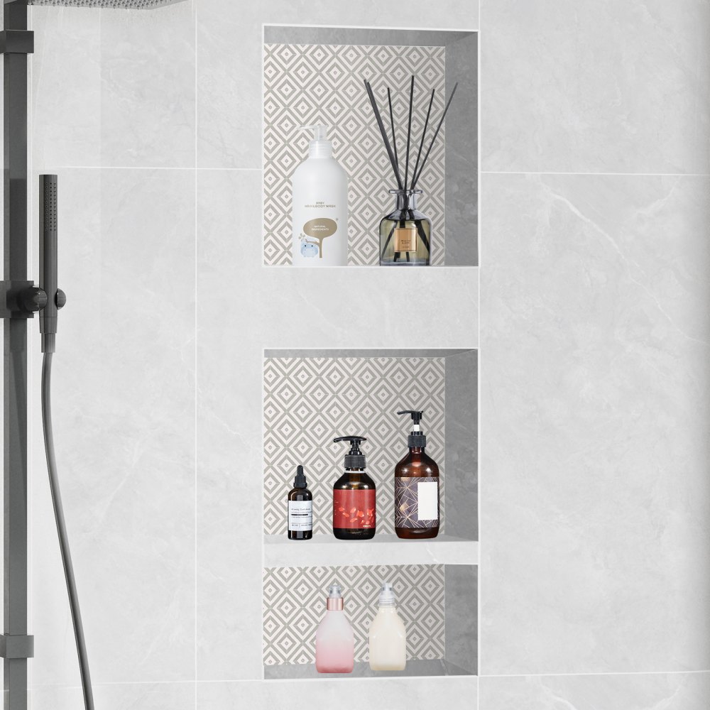 VEVOR Shower Niche Ready for Tile 16" x 16" & 16" x 20", Triple Shelf Organizer, Square Corners Wall-inserted Niche Recessed, Sealed Protection Modern Soap Storage Niche for Shower Bathroom, Black