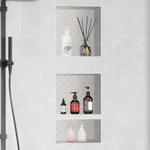 VEVOR Shower Niche Ready for Tile 40.64x40.64cm & 40.64x50.8cm, Triple Shelf, Square Corners Wall-inserted Niche Recessed, Sealed Protection Modern Soap Storage Niche for Shower Bathroom, Black