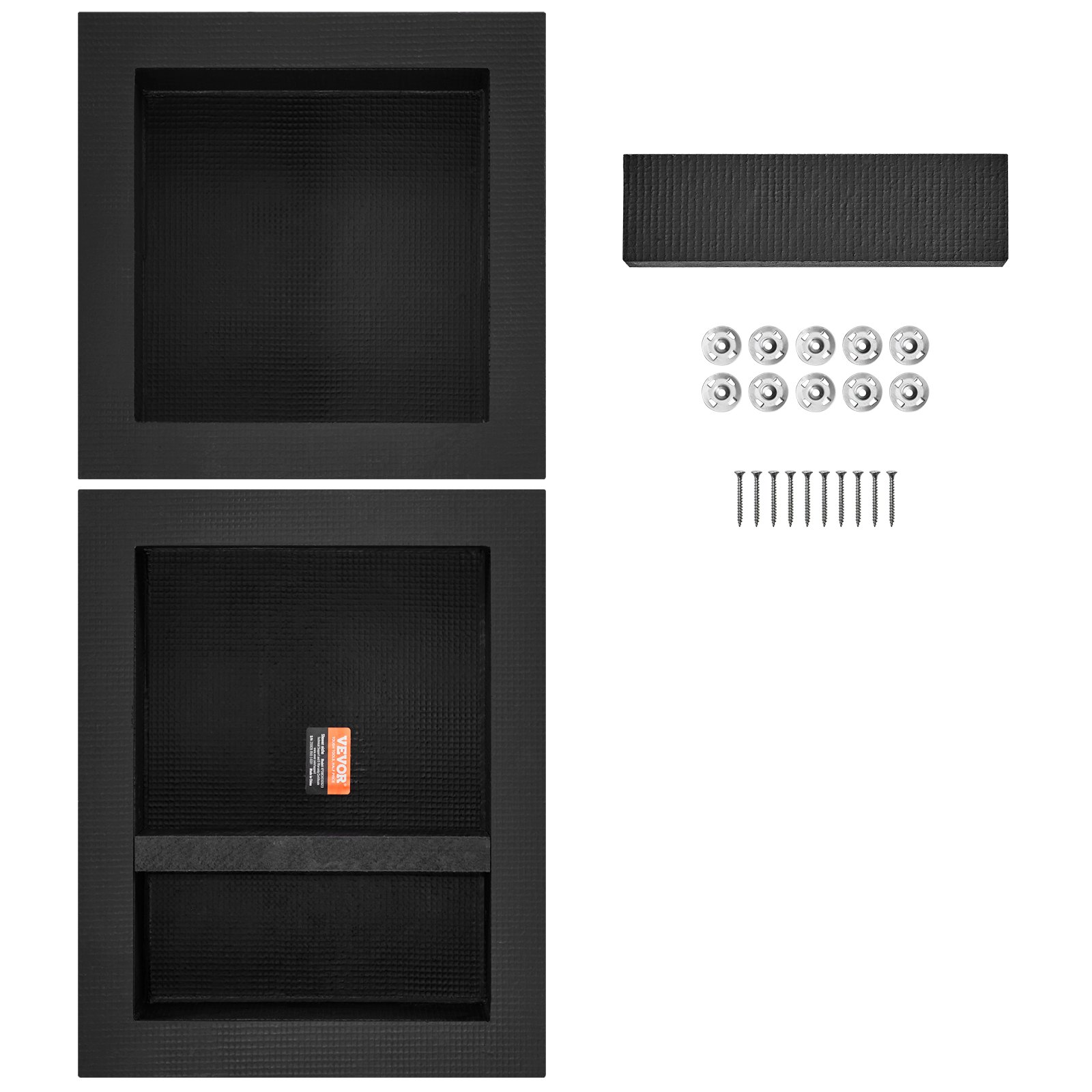 VEVOR Shower Niche Ready for Tile 16" x 16" & 16" x 20", Triple Shelf Organizer, Square Corners Wall-inserted Niche Recessed, Sealed Protection Modern Soap Storage Niche for Shower Bathroom, Black